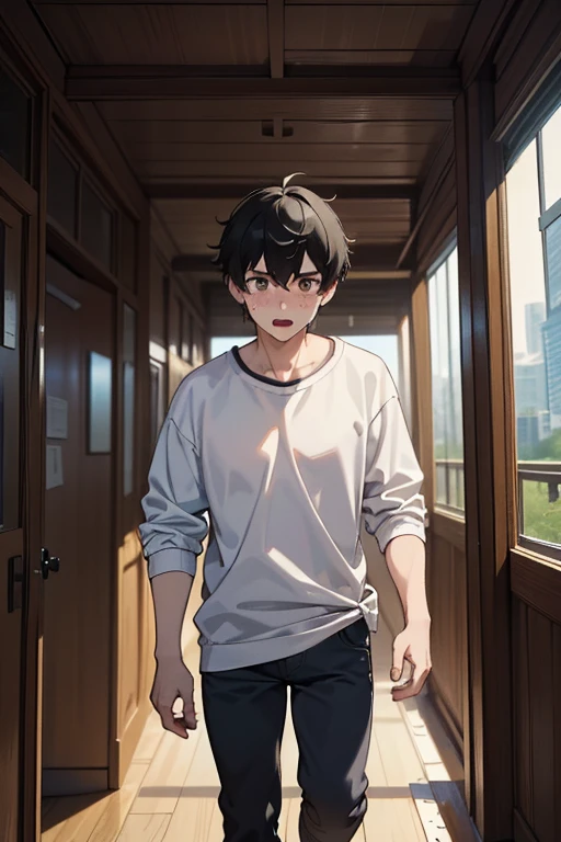 (2 Men:1.4),male students who are sports scholarship students,,Boys who only do sports and are naive,Highlight handsome guys ,While walking around town with friends,Refreshing Boy, peek,
 black hair short hair, young,eye,(usually),(daily:1.2),( animeスタイル, ...