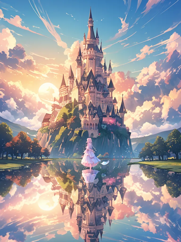          Digital Art    、8k、      best quality、 beautiful eyes、 Beautiful World 、SeaArt Infinity、peace、 Genuine 、 pastel girl、Cat day、A castle towering in the sky、 real 、specular reflection、A clear world、Postcard style 