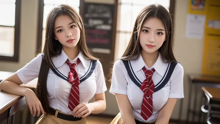 32K,   super high resolution ,   Super Quality , It captures every detail very clearly. ( best quality:1.4), Professional Photography,  realistic portraits, ( 1 girl), (  Highly Detailed Beautiful Face  ), ( high school uniforms , miniskirt:1.3), ( beautif...