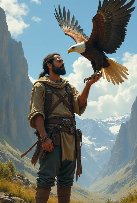 A man holding an eagle on his hand