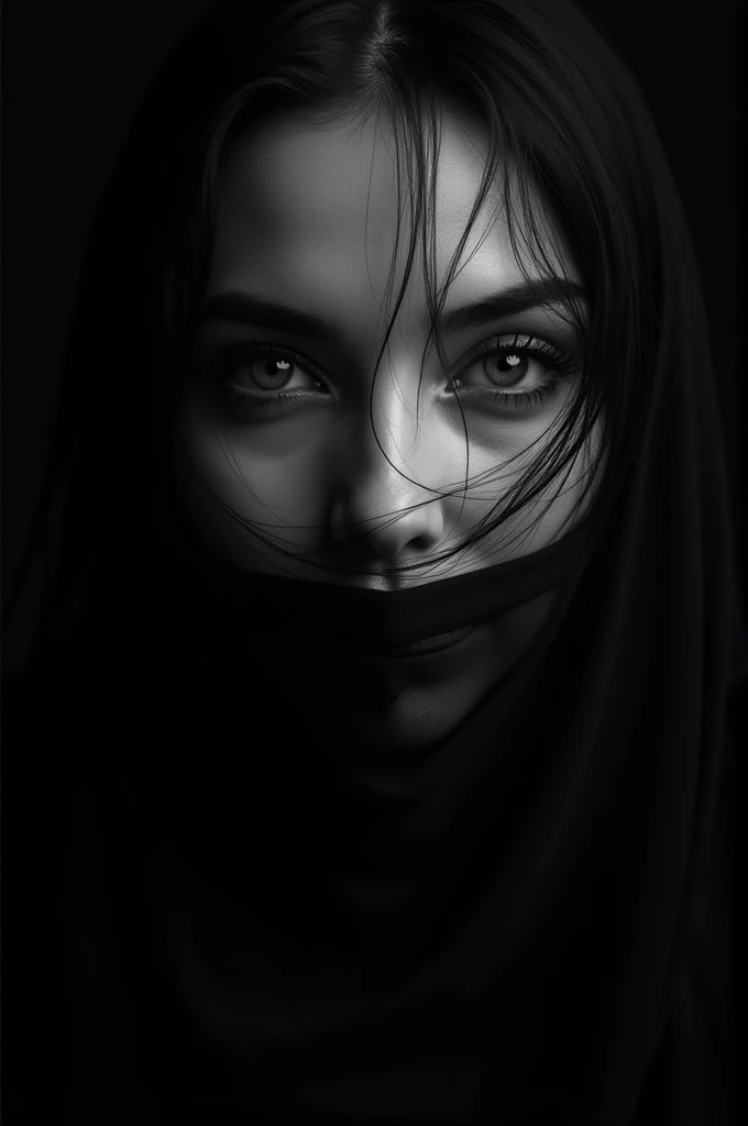 (  masterpiece), (hochest quality), (  very detailed), (The best shape  ), (best shadows), (absurd), (so beautiful),   beautiful eyes in every detail, unusual, 8k, 32K, high resolution,   very detailed, Completely black background, no colors, black and whi...