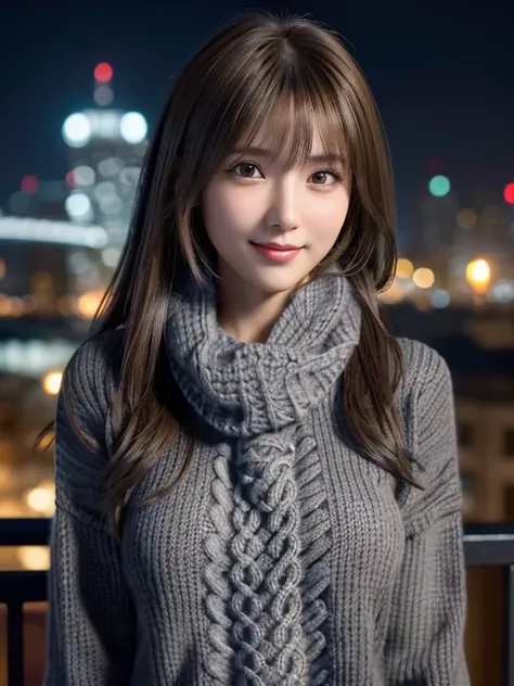  1 Japanese Girl ,(dark grey sweater:1.4),(She wears a knitted scarf around her neck.:1.2), ( original photo,  best quality ), ( actual , Realism:1.4),  masterpiece,  in the ancient house ,  Extremely Detailed,  8k wallpaper,  are amazing, Finely,  extreme...