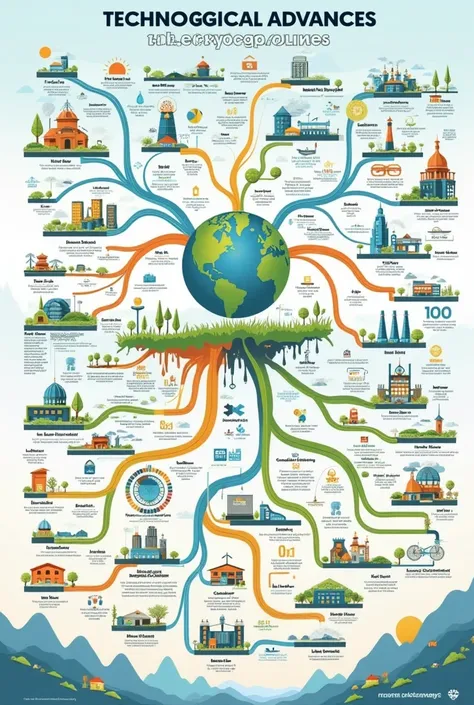 Technological advances to reduce global warming,  Mind Map 