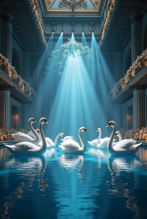 Ariston theater scenography with swans theme