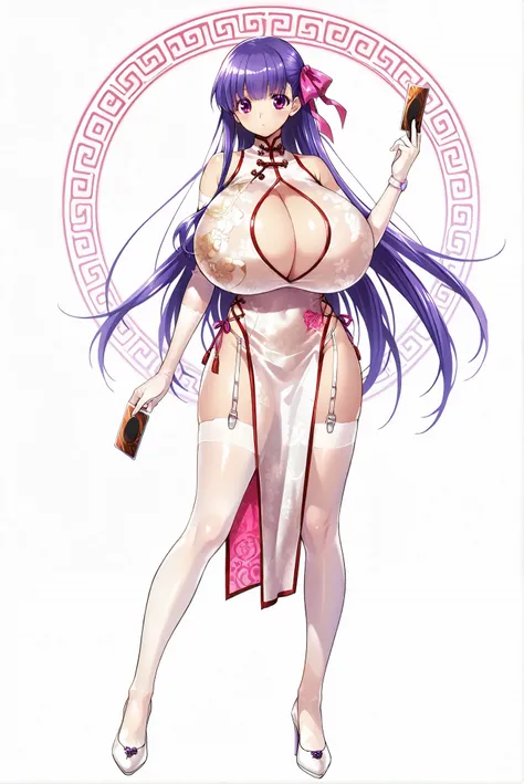 ,（ white background， stands，whole body， high heels， front view，Standing picture:1.7)，HoleHeels，oval/Circle/Thorn/Horn Heels，,limited color palette,Colorful, vivid colors ,black light ,watch,  Masterpiece, very beautiful,Passionlip, gigantic breasts, hair r...