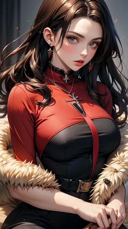 anime girl in red shirt and black tie posing for a photo, by Yang J, extremely detailed artegerm, Rin Tohsaka, artegerm jsc, guweiz style artwork, beautiful digital art, artegerm.  High detail, range murata and artegerm, style artegerm, even model |  arteg...