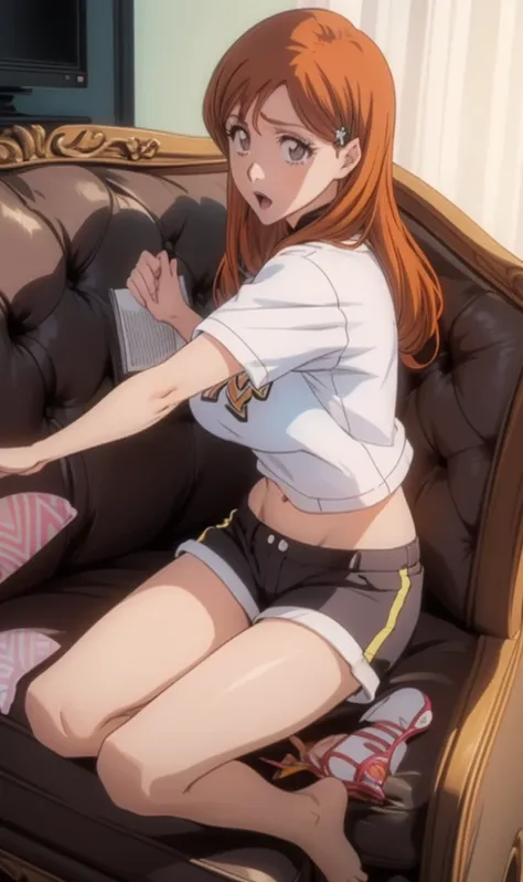 score_9,score_8_up,score_7_up,masterpiece,highest quality, source_anime, super detailed, extreme detailed, rating_explicit, 
1girl, lying on back, on sofa, arched back,navel exposed, reading book, feet up,bare feet, from above,
BREAK girl, 22yo, long hair,...