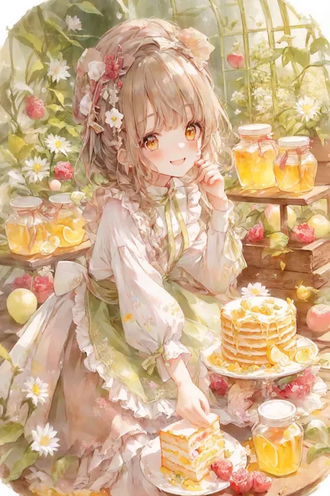 anime smiling girl with a plate of food and a cake, anime visual of a cute girl, splash art anime loli, loli, guweiz on pixiv artstation, cute anime girl, clean detailed anime art, pixiv, loli in dress, guweiz on artstation pixiv, trending on artstation pi...