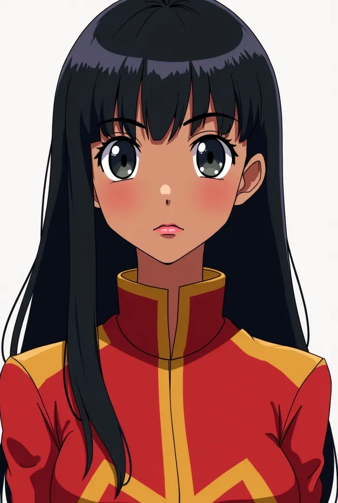 Create a feminine OC with Traits and Traits of Boku in Hero Academia (anime)

 Aparência :  Black hair ,long and with a fringe above the eyes, Brown skin,Full, slightly pink lips,Stretched, almond-shaped eyes,A hero in uniform,Com  Aparência familiar em Ch...