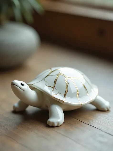 a porselan turtle with kintsugi