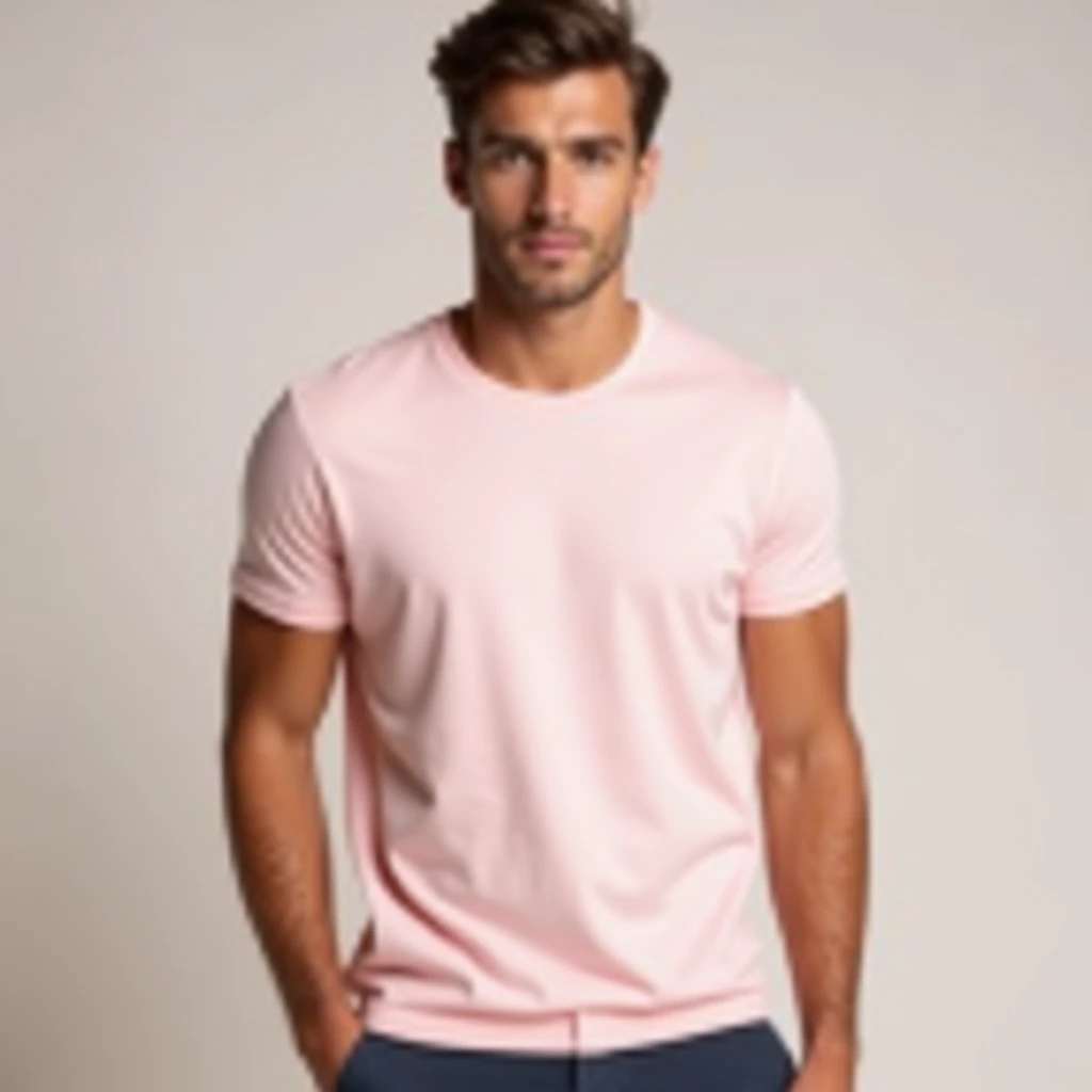 Round nack light pink t-shirt for men ( stylish men wear this ) 