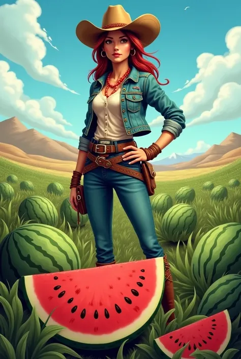 To have a cowgirl, a watermelon and a watermelon flower