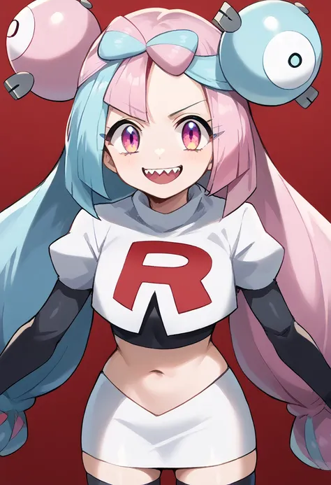 score_9, score_8_up, score_7_up, source_anime,
pokemoniono, pokemon iono, blue hair, bow-shaped hair, character hair ornament, hair ornament, long hair, low-tied long hair, multicolored hair, pink hair, sharp teeth, split-color hair, twintails, two-tone ha...