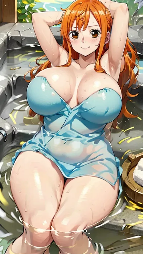 Nami、 super huge boobs、Wet bath towel