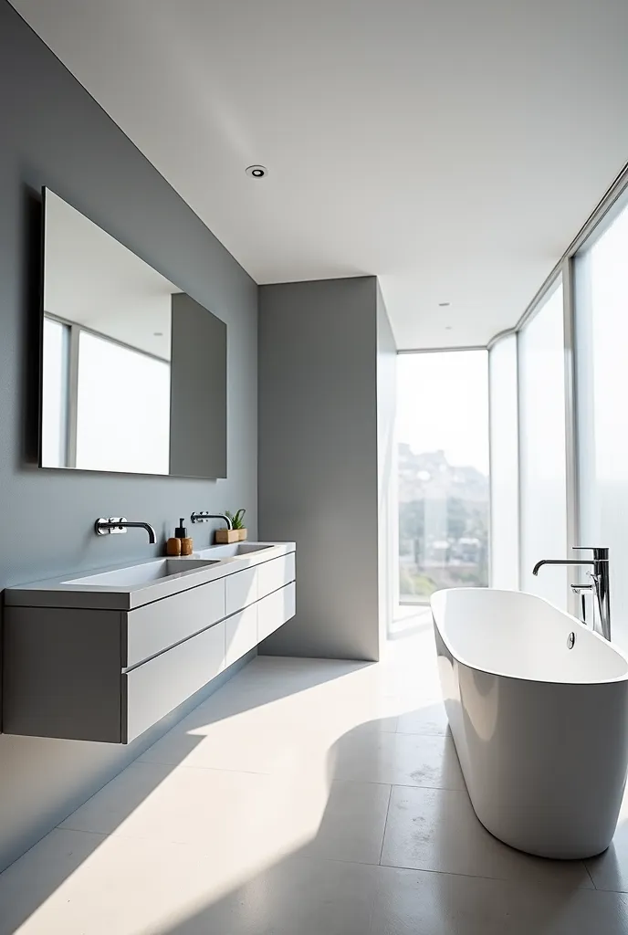 Create a modern bathroom in white and gray
