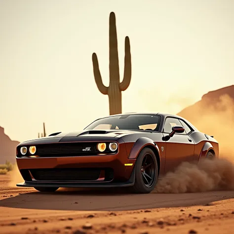  Tinted 2020 Dodge Challenger drift next to a cactus