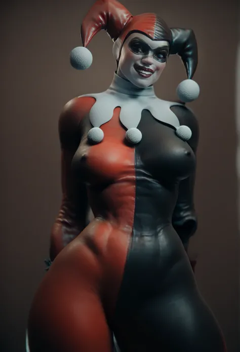 Harley Quinn red and black classic outfit,big boobs,