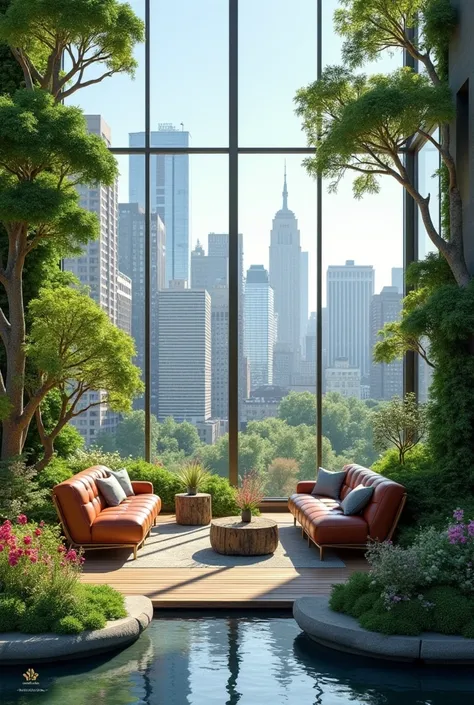 Combine a bustling, cityscape with a peaceful, natural oasis.
• Design a modern, urban loft with the cityscape as the background, and the natural oasis's elements (like trees, flowers, or a serene lake) integrated into the furniture, decor, and even the ar...