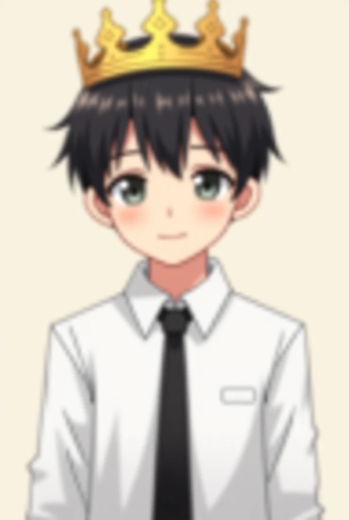 Change my minecraft skin to anime boy wearing white shirt and tie and crown 