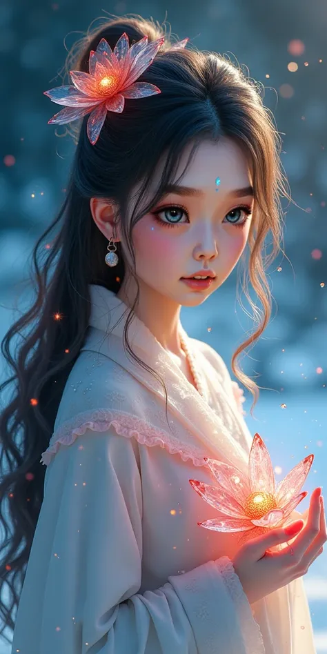 (masterpiece, best quality, beauty, best ratio, best shadows,best Illustration, wallpaper size,1080×2400 pixels,detailed face,1 girl, crystal fairy theme, ultra detailed costume) 

Uhd,realistic, super model pure  beauty(big clear sad eye, golden ratio fac...