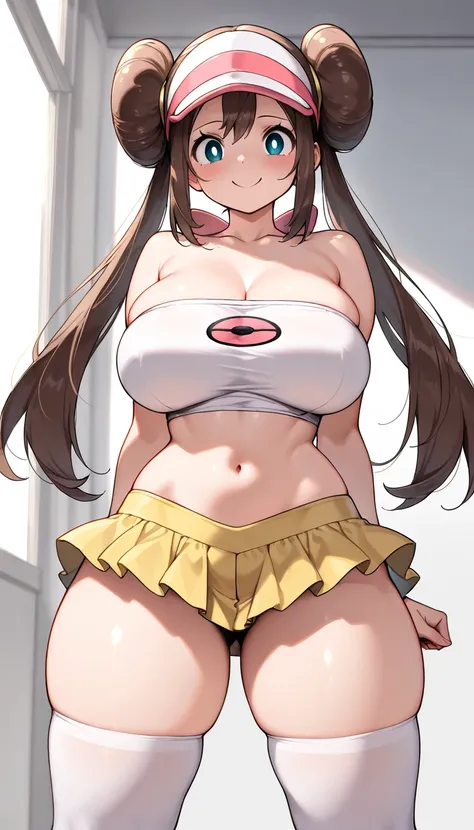 (masterpiece), best quality, expressive eyes, perfect face, detailed eyes, detailed pupils
,
1 girl, solo, Rosa from pokemon, (cute), (curvy), (big breasts), (thick thighs), slim waist
,
tube top, pleated skirt, micro skirt, midriff, white knee-high socks
...