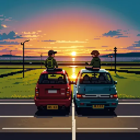 road trip in the sunset