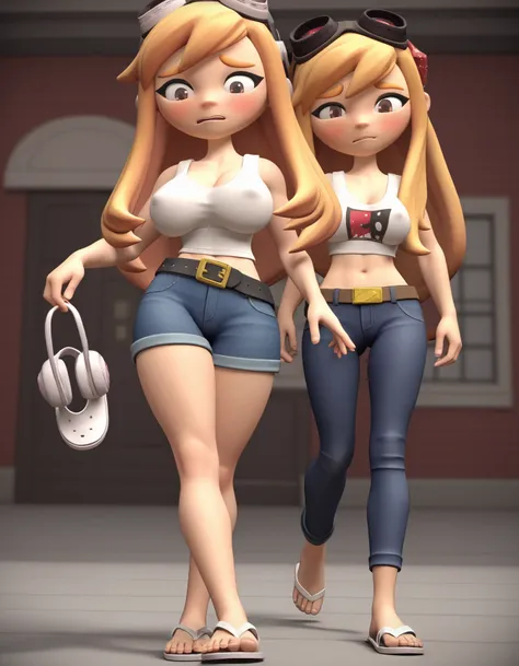 score_9, score_8_up, score_7_up, source_anime,
meggyspletzer, meggy spletzer, long hair, blonde hair, brown eyes, 3d,(((White mini fitted tank top))),tight thicc,short jeans,black belt,(((white flip flops))),feet up,thicc fat ass,big breasts boobs,walking,...