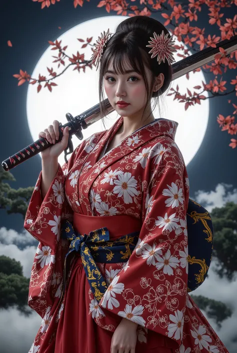 ( masterpiece, top quality, by Nomi, high resolution, photos, :1.3), sharp concentration, 1 Beautiful Japanese Geisha Girl, ((( Beautiful kind face :1.5))), Geisha hairstyle, ((( plump body))), Japanese Geisha's Gorgeous Kimono, Standing Pose, (( full b...
