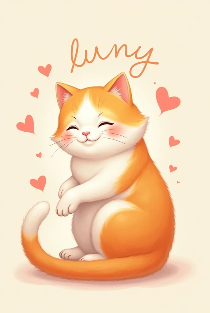 Um gato laranja e branco encima escrito ♡luny♡