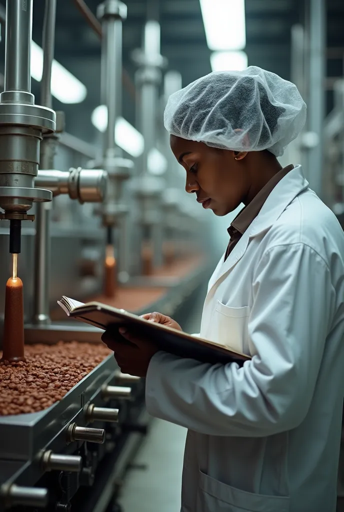 someone monitoring the chocolate manufacturing process 