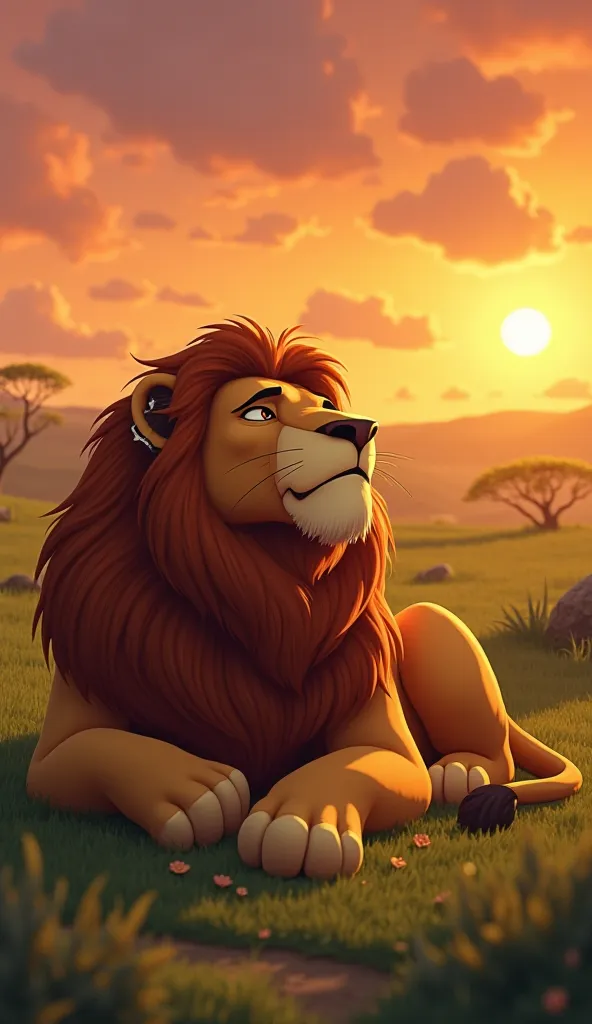 Do the exhausted lion, Disney pixar style 