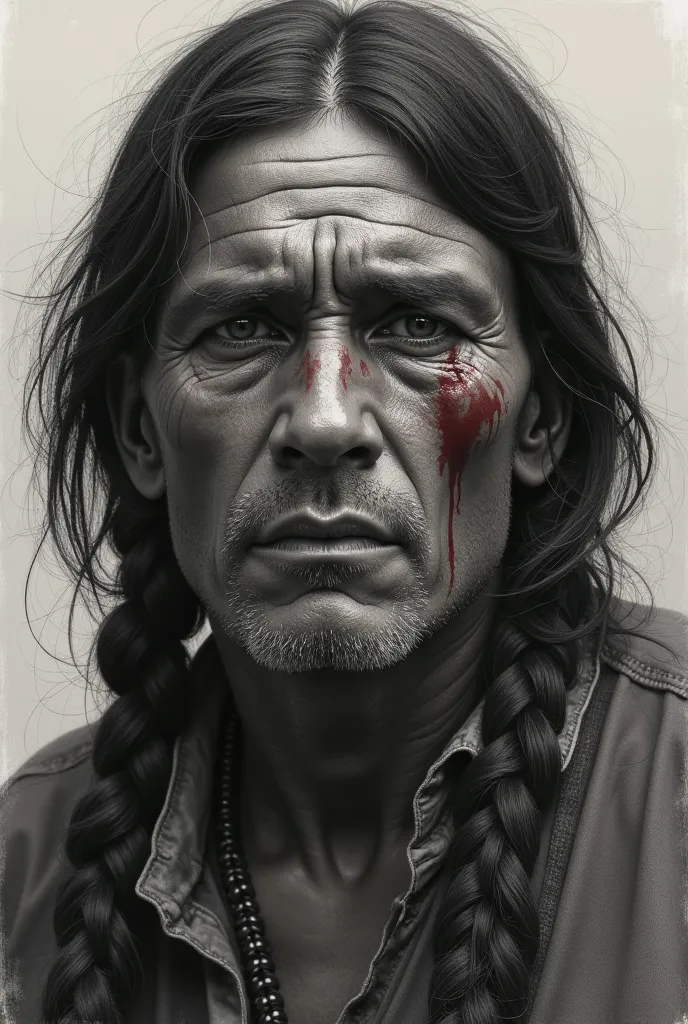 Bleeding Indian head drawing 