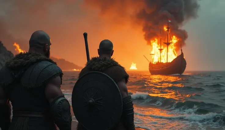 An image representing "burn the boat" where the Vikings used this phrase to inspire themselves not to go back on what was said.