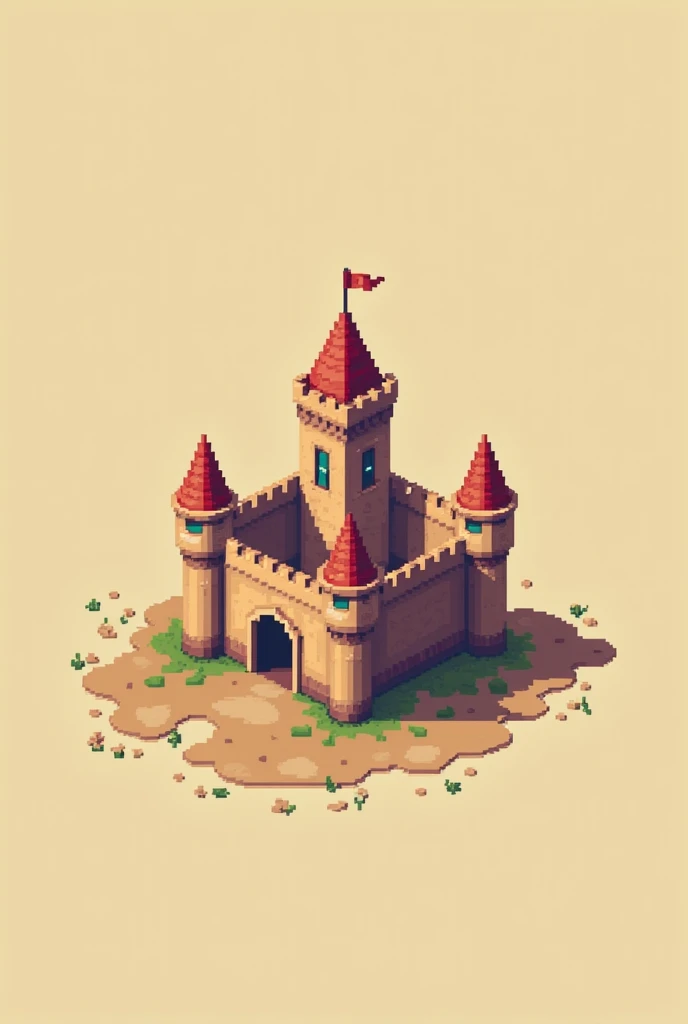 A small 32x32 pixel art of a castle with a retro style