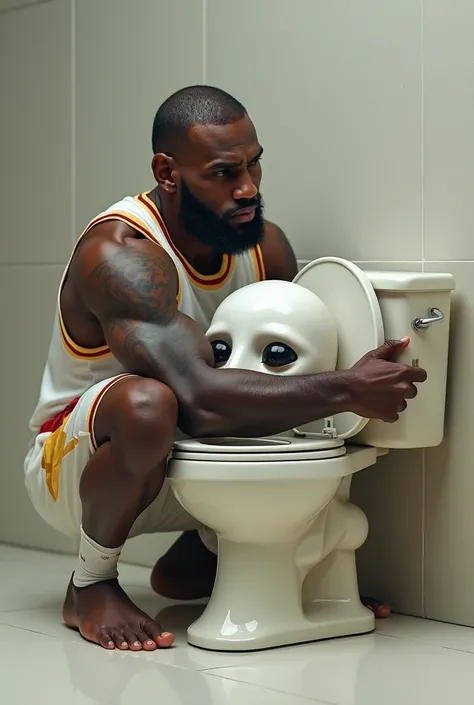 Skibidi toilet is sad so it got pet by lebron james and he hugged the skibidi