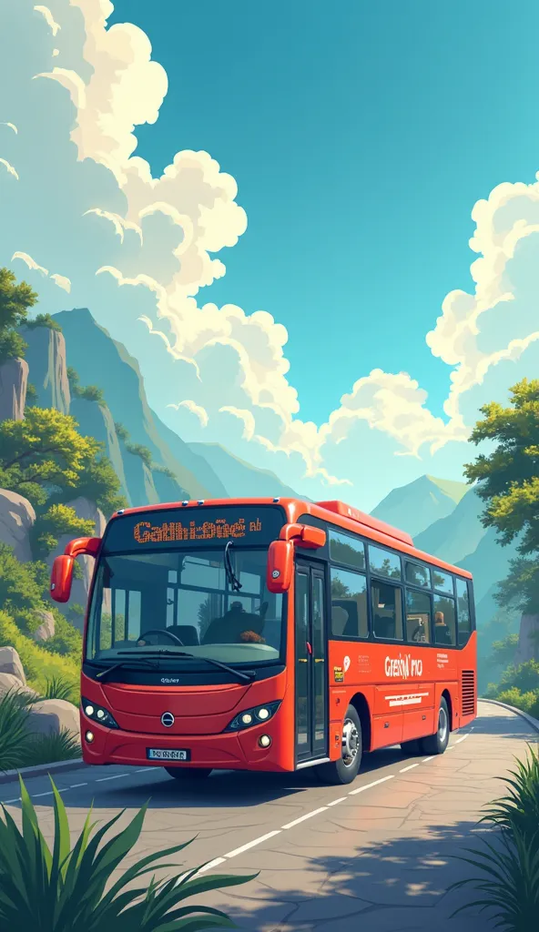 Sightseeing bus trip mockup designer image. Buses with the company name “GATHIOME”. Art image to promote trips and travel days. The bus will only be part of the. I want a mockup. With a place for dates. flyer. Banner for the promotion of trips.