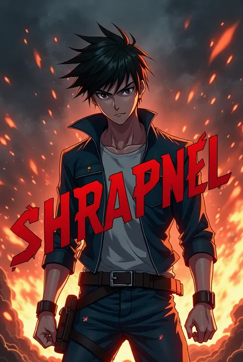 Anime guy and over the picture write shrapnel