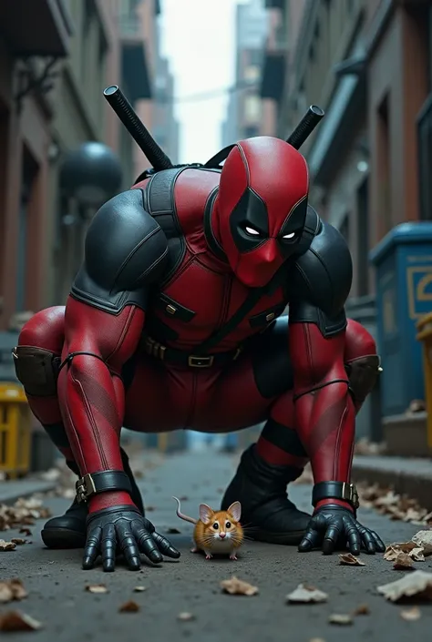 Deadpool surveille une petite souris 