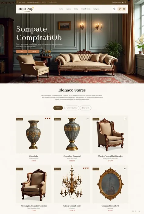 I want a picture of a sales page that tells about decoration and antiques