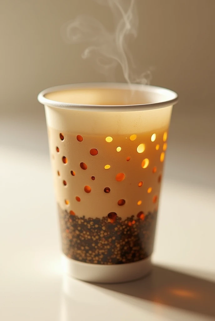 The concept of a preprepared cup of thea and all we have to add is hot water where there is an amount of herbal tea in the bottom and a separation  with holes in it on top of it so when we pour the hot water the tea blends woth it and it doesn't go to the ...