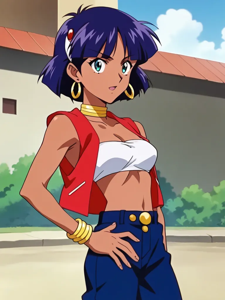 score_9,score_8_up,masterpiece,best quality,highres,absurdres,official art,official style,source_anime,anime screencap,anime coloring,megami magazine,anime,animated,
source_anime,explicit, nsfw,high res,
nadia la arwall, dark-skinned female, jewelry, short...