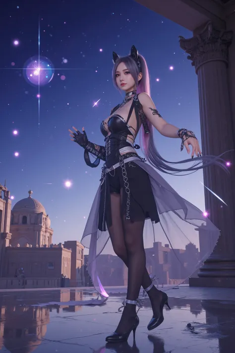 A stunning fusion of K-pop idol beauty and NieR: Automata’s 2B, rendered in ultra-high-quality CG with a perfect balance of realism and fantasy. Her flawless, radiant skin glows under soft, cinematic lighting. Her large, expressive eyes feature gradient ey...