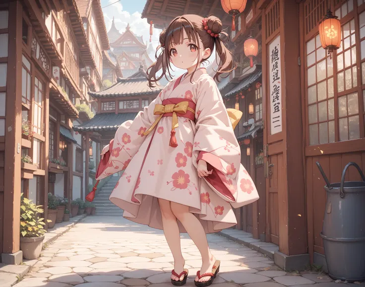 (shiny body=:1.0),(full body=:1.0),(1 girl,sonoda chiyoko,double bun,twintails,brown eyes,brown hair=:1.0),(Kimono Robe   =:1.0),(ultra detailed,best quality,absolutely resolution=:1.0)