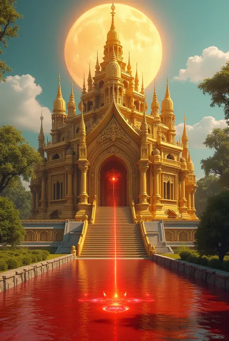 Golden Temple of the Sun with red liquid