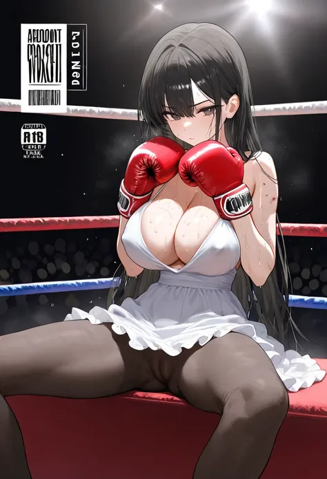 A boxing girl ，Slim,  strappy dress,  real boxing gloves ,  Ultra HD, Retina,  masterpiece, Curation,  anatomically correct ,  textured skin,  super detailed,  height details, high quality, best quality,  high resolution, 4K, quality, Arrogant, long hair， ...