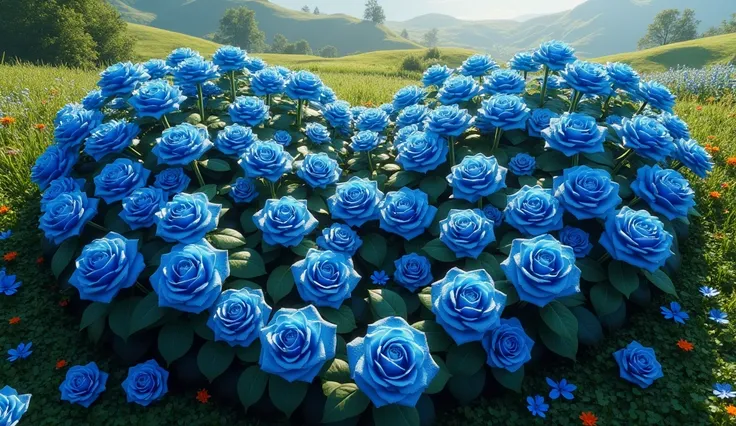 Heart shaped rose garden, blue roses