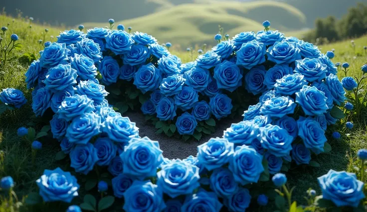 Heart shaped rose garden, blue roses