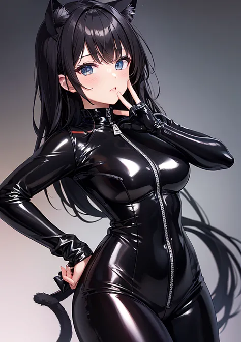 BLACK PVC CATSUIT GIRL