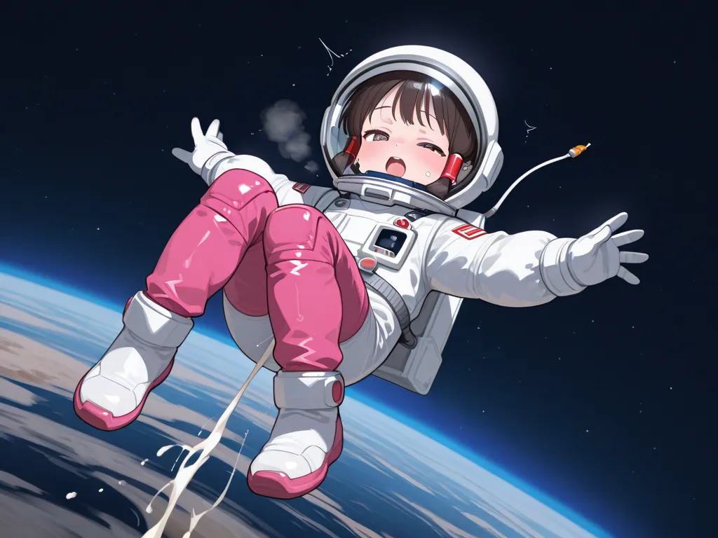 Adorable,loli,spacesuit,space_helmet,gloves,magical girl,orgasm,tubes,drifting in space