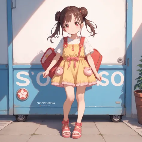 (shiny body=:1.0),(full body=:1.0),(1 girl,solo,sonoda chiyoko,double bun,twintails,brown eyes,brown hair=:1.0),(Terry Cloth Romper  =:1.0),(ultra detailed,best quality,absolutely resolution=:1.0)